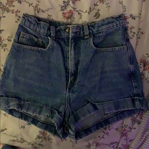 american apparel medium wash shorts
